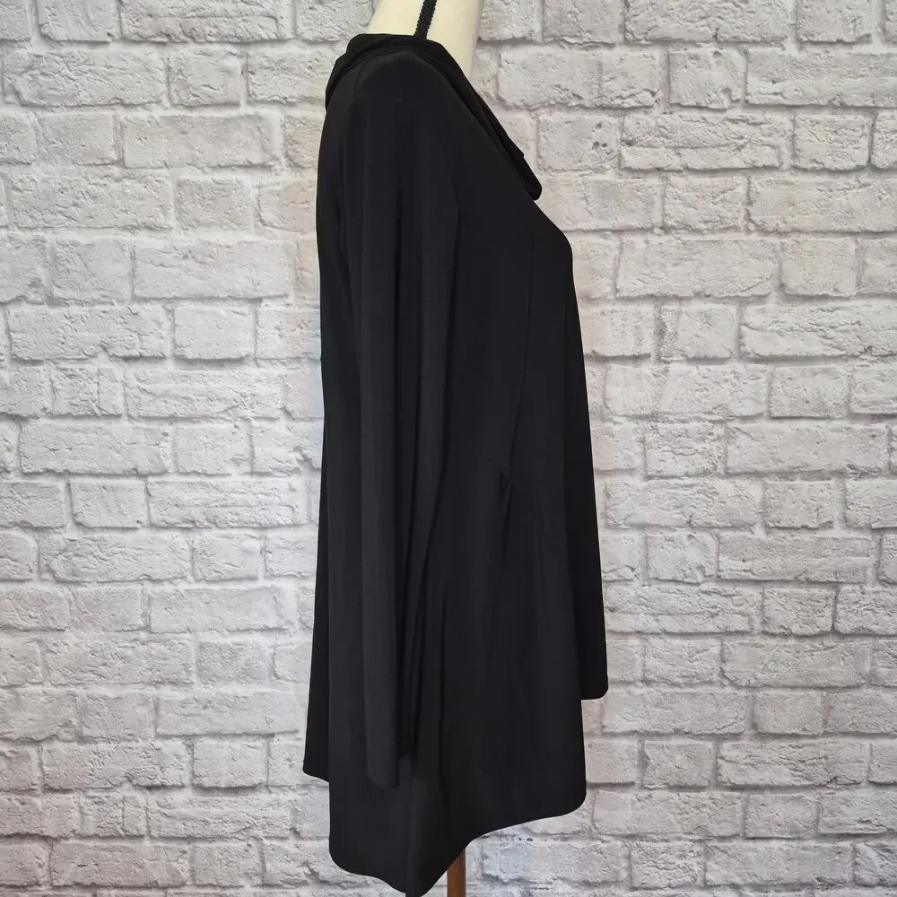 Sympli The Look Tunic Top Black Cowl Neck Asymmetrical Swing Lagenlook Sz 6 NWT - Picture 5 of 11